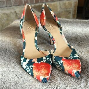 Vince Camuto Red and Green Heels with D'Orsay Style